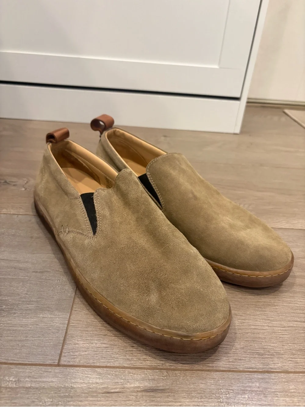 Luca Lactae Hevea Men's Sneakers Tan Brown Suede Slip-On Comfort Shoes Size 11